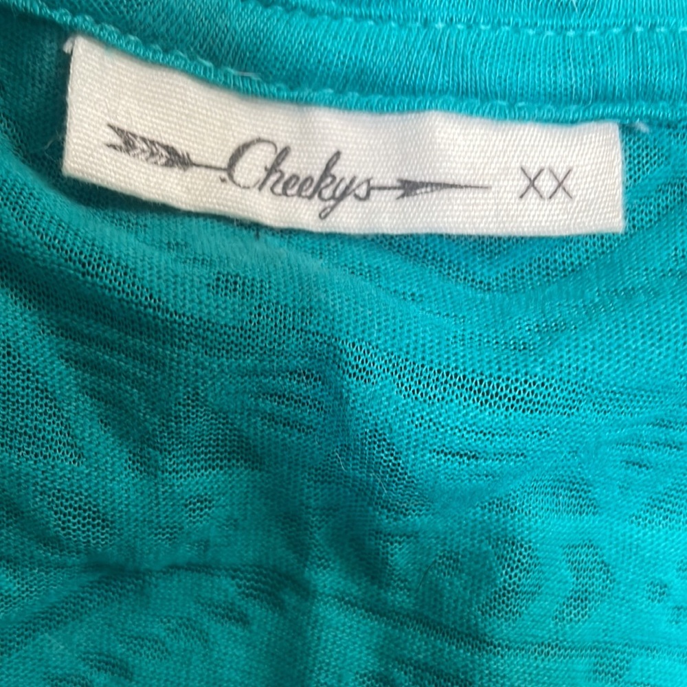 NWT Cheekys teal Southwest burn out shirt - Picture 4 of 6
